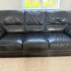 Black Leather 3 seater leather sofa