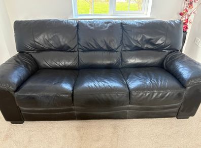 Black Leather 3 seater leather sofa