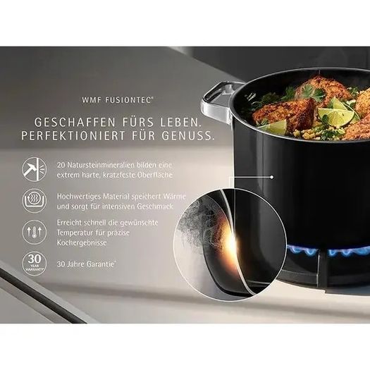 WMF 4 piece cookware set, FUSIONTEC MINERAL PRO, Black, 30Y guarantee, RRP 499