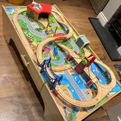 Wooden train set play table