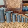 Antique French solid pewter measuring tankards Fleurs de lys complete set Image 2