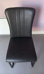 Set of 4 dark grey faux leather dining chairs