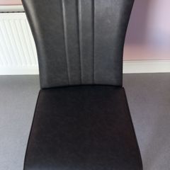 Set of 4 dark grey faux leather dining chairs