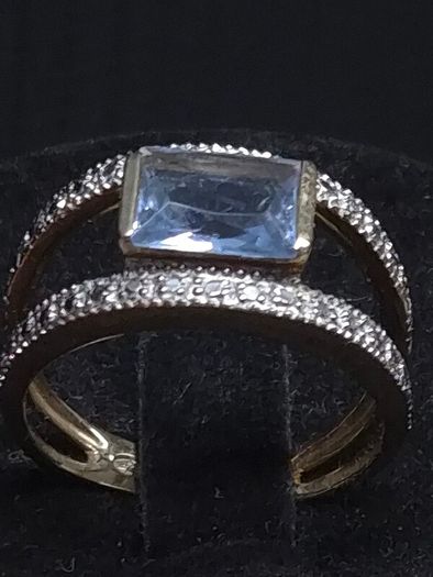 Vintage 9ct Gold Blue Topaz Style Ring 375 Hallmarked Size 54