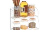 BRAND NEW 2 Tier Foldable Rack Kitchen Wall Hanging Shelf Space Saving Home Organizer