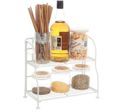 BRAND NEW 2 Tier Foldable Rack Kitchen Wall Hanging Shelf Space Saving Home Organizer