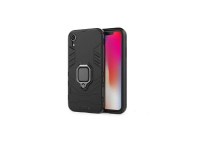 For iPhone XR Case Hybrid Cover Rugged Armor Shockproof Magnet Ring Holder Stand - FHT02IPK5