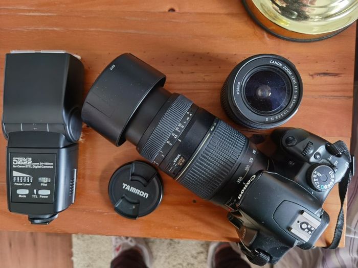 Canon 450d, 2 x lens, ext flash and carrycase