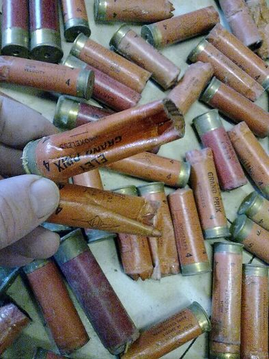 Large quantity of old cardboard cartridges
