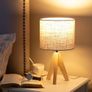 36cm Wood Bedside Table Lamp, Tripod Desk Lamp with Beige Linen Lampshade, On-Off Switch, Desk Lamps for Reading, Bedroom, Living Room, Study, Office, E27 Base Image 9