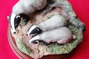 Rare Badger &amp; Cubs (Border Fine Arts) Vintage