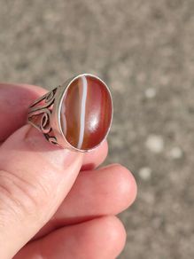 Vintage Large Agate Sterling Silver Ring