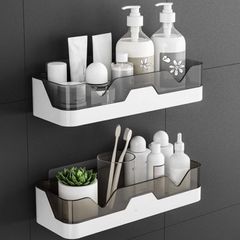 Set of 2 Bathroom Shelves, No Drilling Bathroom Shelves, Shower Shelf, Plastic Shower Baskets, Wall Mounted, for Kitchen and Bathroom