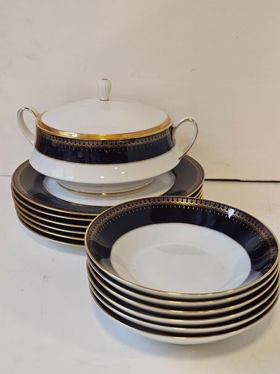 NEW The Royal "Romanov" Collection by Christineholm Cobalt Blue  and Gold Dinner Set