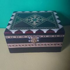 Spanish Marquetry Wooden Jewellery box + matchbox