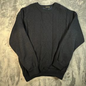 VTG Serious Golf Sweater Ireland Lined Wool Blend Mens Size Large Permatex Blue