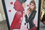 Cross stitch framed anime