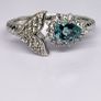 Sterling silver (Sz: T or P) Lagoon Apatite & White Zircon Fancy Ring in Rhodium Overlay Sterling Silver 1.25 Ct. Image 3