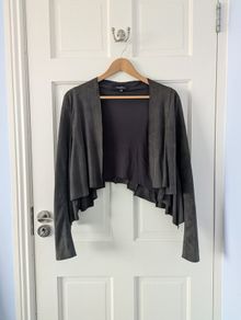 Muubaa 100% Genuine Suede Grey Waterfall Jacket Size 8