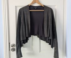 Muubaa 100% Genuine Suede Grey Waterfall Jacket Size 8
