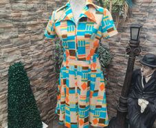 vintage 60s 70s funky print dress