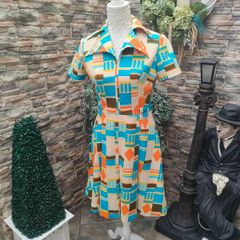 vintage 60s 70s funky print dress