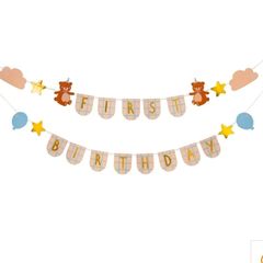 First Birthday bunting and blue balloon ribbon