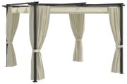Gazebo with Curtains 3x3 m Cream Steel