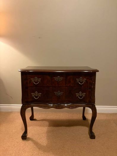 Vintage two-drawer chest with brass handles