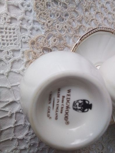 Wedgwood Crown Gold China Coffee Cups & Saucers