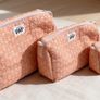 Brand New 3-Piece Hand-Block Print Quilted Cosmetic Bag Set, Nesting Travel Pouches, Cotton Toiletry Organiser Image 5