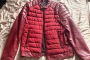 DKNY Burgundy Leather-Effect Jacket