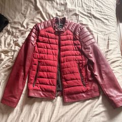 DKNY Burgundy Leather-Effect Jacket