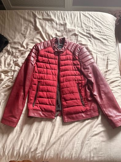 DKNY Burgundy Leather-Effect Jacket