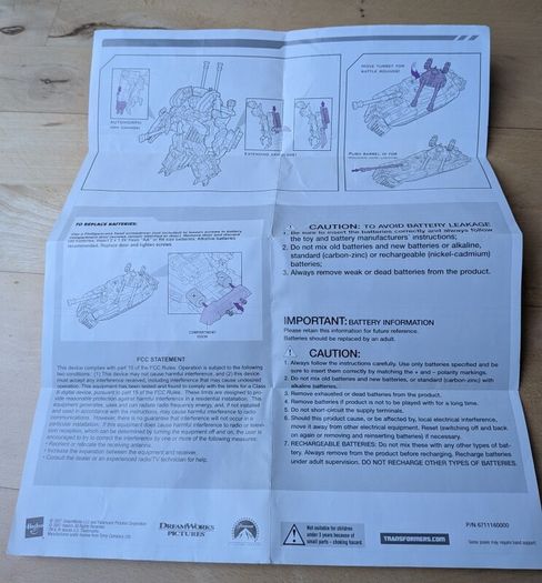 Vintage original Transformers instructions sheet for Deception Brawl 2007