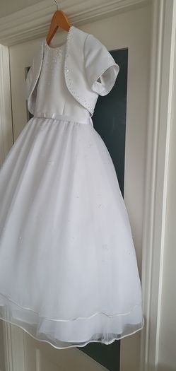 LITTLE FOLK communion dress, bolero, veil, bag, shoes, socks, gloves Sz 8 years - Rrp 450 in total