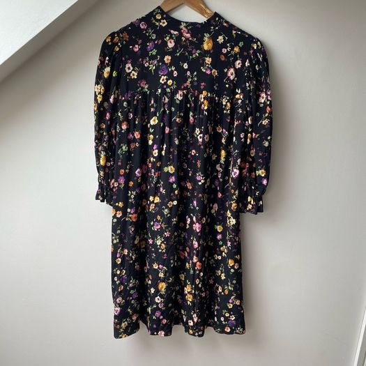 Dress Selected Femme Black Fjyn Floral Print Mini Dress Size 36