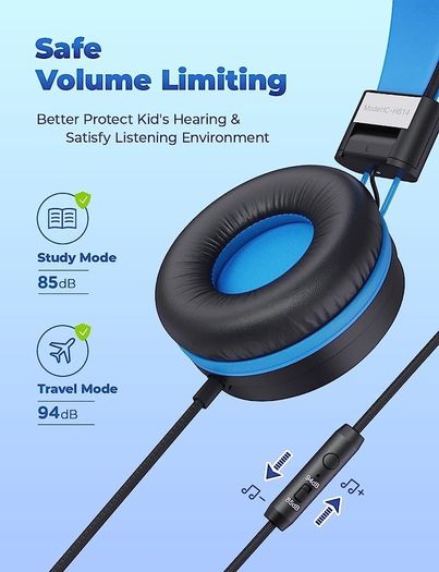 SALE Headphones, Childrens Headphones for Boys, 85/94dB Volume Limited, Stereo Sound, Foldable, Untangled Wires, 3.5mm Jack for School/Travel
