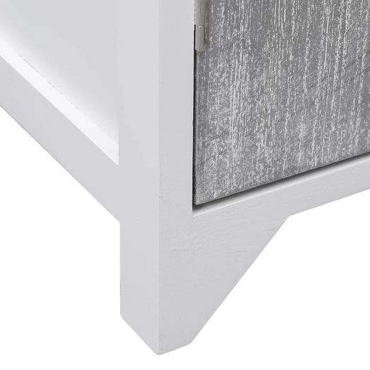 Bathroom Cabinet White and Grey 46x24x116 cm Paulownia Wood