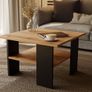 Coffee Table Oak Black Modern Living Room Table 60 x 60 x 45 cm - Square, Stable & Practical with Shelf - Compact Sofa Table, Robust and Easy to Clean Image 3