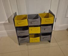 kid space themed storage rack and baskets,Grey and Yellew baskets