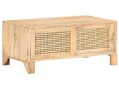 Coffee Table 90x50x40 cm Solid Mango Wood and Natural Cane