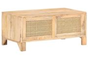 Coffee Table 90x50x40 cm Solid Mango Wood and Natural Cane