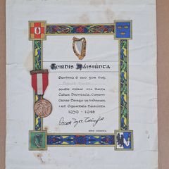 Irish Red Cross Emergency Service Medal and Certificate 1939-1946