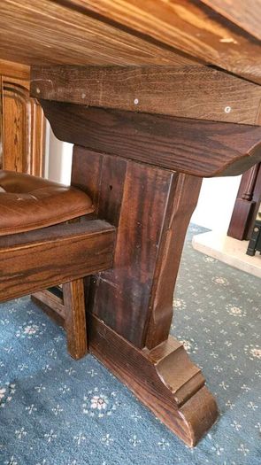 Hardwood dining table and six chairs