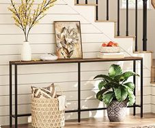 Console Table, 180 CM Narrow Long Sofa Table, Entryway Table, Industrial Sofa Table, Side Table, for Hallway, Living Room, Sturdy and Stable, Easy to Assemble, Rustic Brown