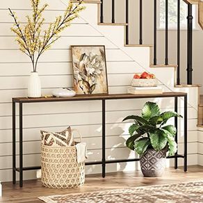 Console Table, 180 CM Narrow Long Sofa Table, Entryway Table, Industrial Sofa Table, Side Table, for Hallway, Living Room, Sturdy and Stable, Easy to Assemble, Rustic Brown