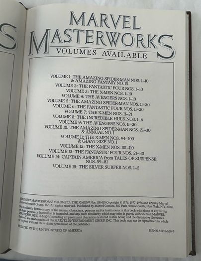 Marvel Masterworks X Men Vol 12 101-110 1990 Hardcover 1st Print Claremont