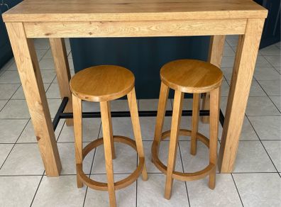Sturdy Oak Bar/Island Table with metal frame