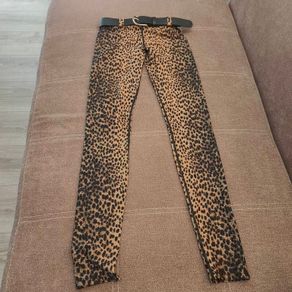 Animal print Ruched bum leggings with belt loops, size 10